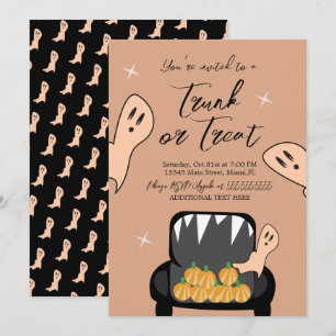 Convite de Fantasma de Halloween Trunk a Treat