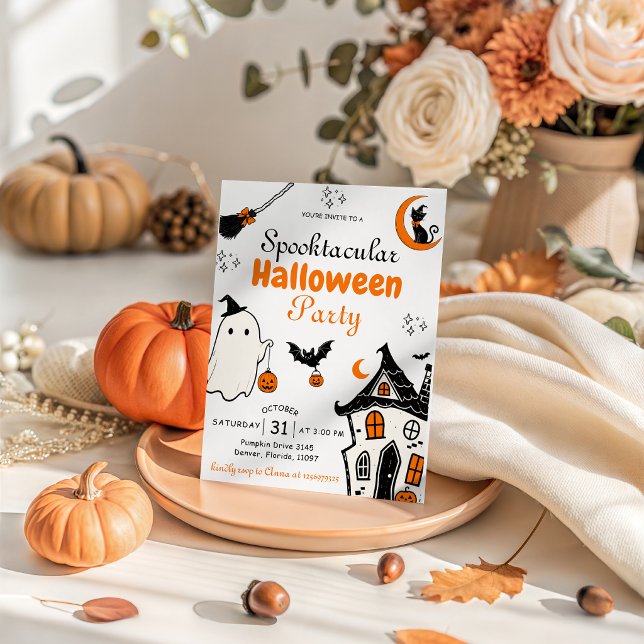 Convite de Fantasma Fofo para Festa de Halloween E (Criador carregado)