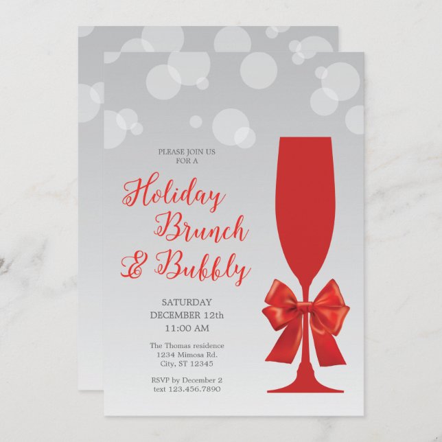 Convite de Feriado de Mimosa Brunch e Bubble (Frente/Verso)