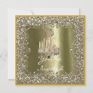Convite de Férias Brilho Dourado Cristal ELEGANT