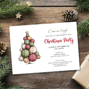 Convite de Férias com Árvore de Natal em Aquarela 