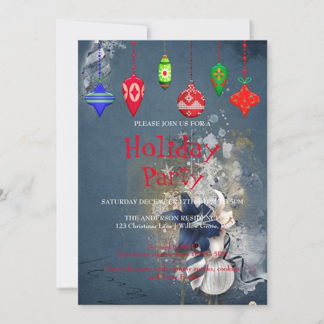 Convite de Férias com Enfeites de Natal (Frente)