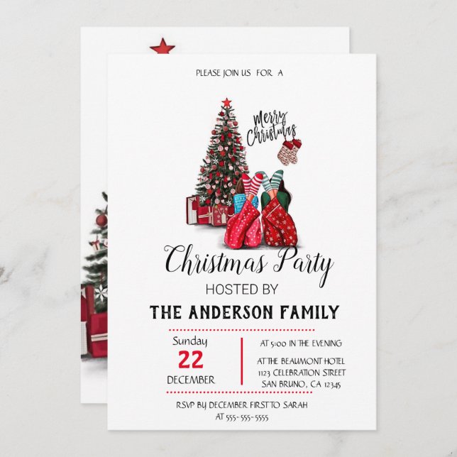 Convite de Férias de natais vintages (Frente/Verso)