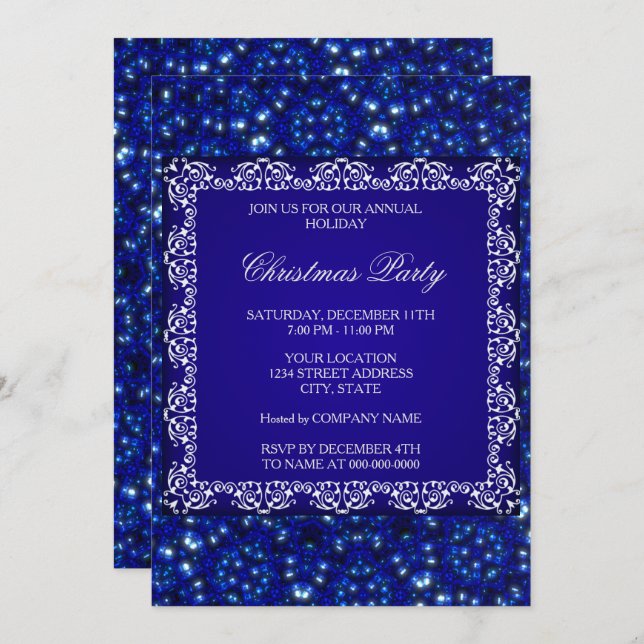 Convite de Férias de Natal Azul (Frente/Verso)