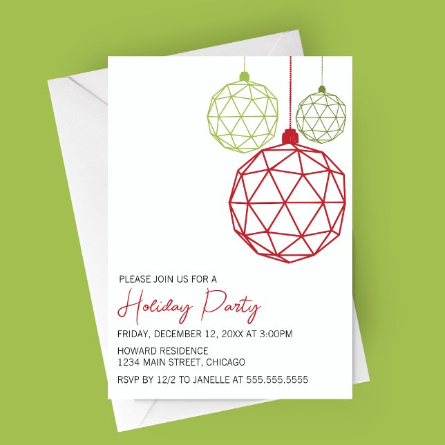 Convite de Férias Geométricas Modernas (Modern Geometric Ornament Holiday Party Invitation | Christmas Party Invitation)