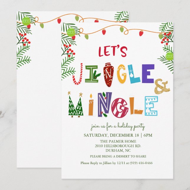 Convite de Férias Jingle and Mingle (Frente/Verso)