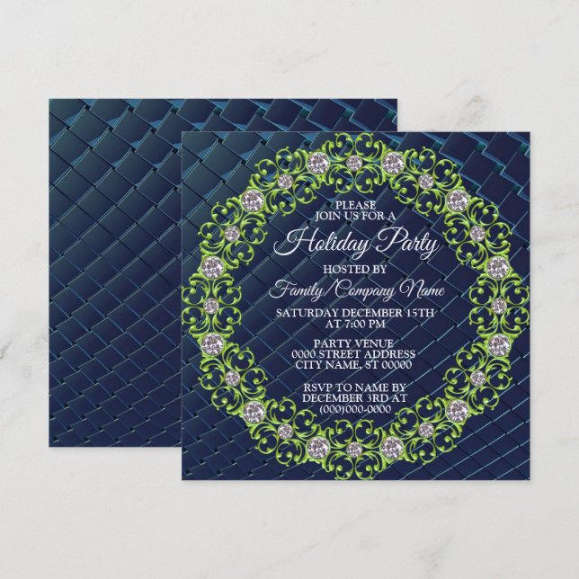 Convite de Férias Únicas da Design Verde de Natal (Frente/Verso)