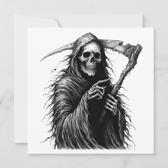Convite de Festa à Fantasia de Halloween Ceifador (Frente)