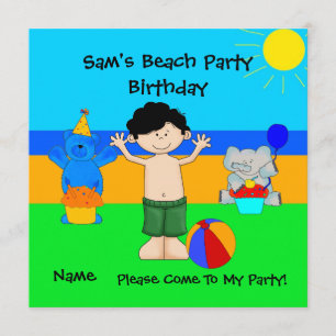 Convite de Festa Aniversário Meninos Praia Criança