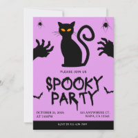 Convite de Festa Assustadora Roxo e Preto