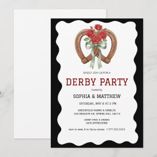 Convite de festa Black Derby elegante com ferradur