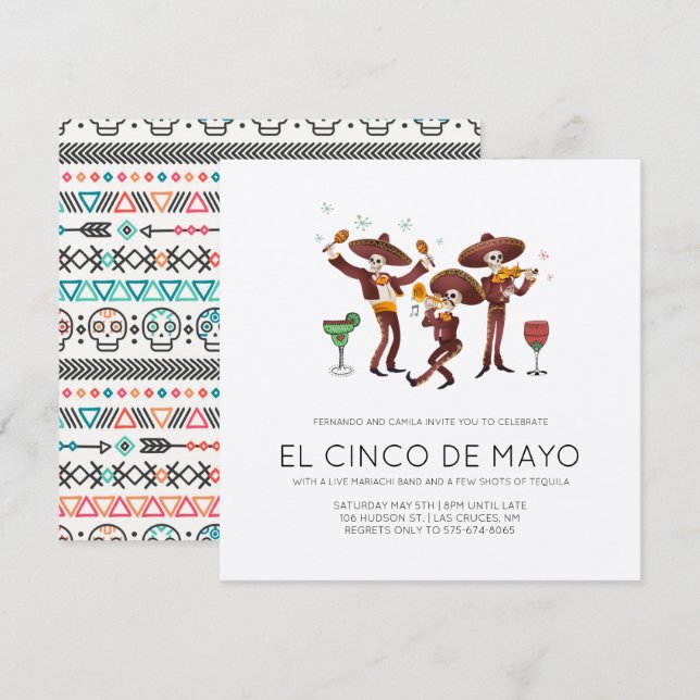 Convite de Festa Cinco de Mayo (Frente/Verso)