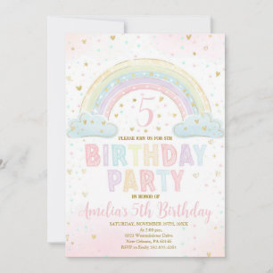 Convite de Festa Colorida da Menina Arco-Íris, Arc