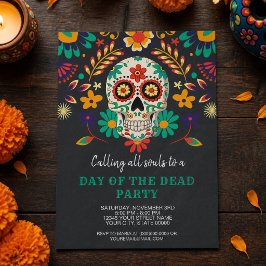 Convite de Festa Colorido de Dia dos Mortos com Ca