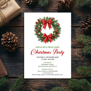 Convite de Festa com Coroa de Natal Clássica Moder