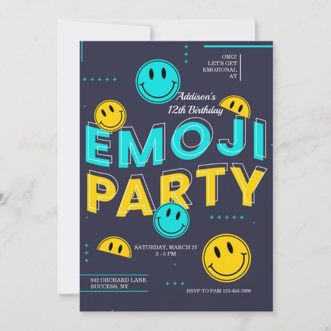 Convite de Festa com Emoji (Frente)