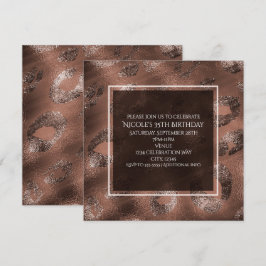 Convite de festa com estampa de leopardo em bronze