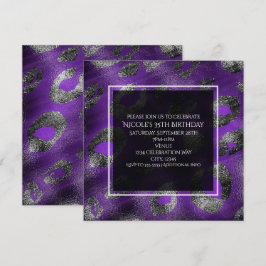 Convite de Festa com Estampa de Leopardo Roxo