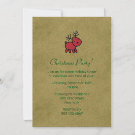 Convite de festa com ilustração de rena de Natal v
