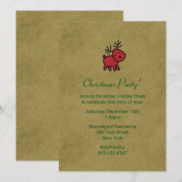 Convite de festa com ilustração de rena de Natal v