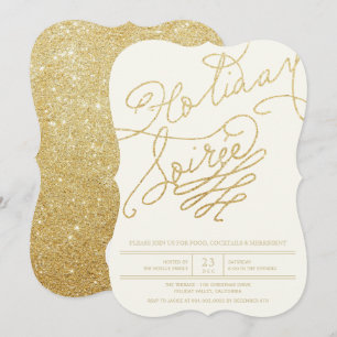 Convite de Festa com Letra Gold Glitter para Festa