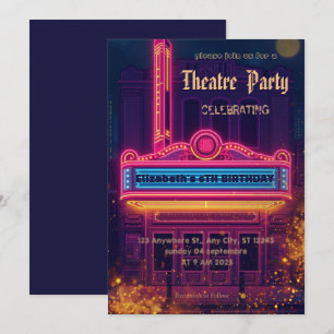 Convite de festa com letreiro de teatro – Convite 