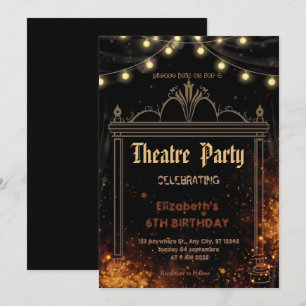 Convite de festa com letreiro de teatro – Convite