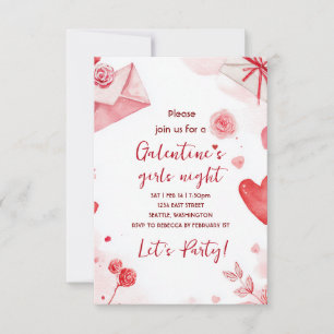 Convite de festa com padrão de amor Galentines per
