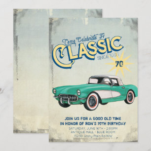 Convite de festa com pôster de garagem vintage
