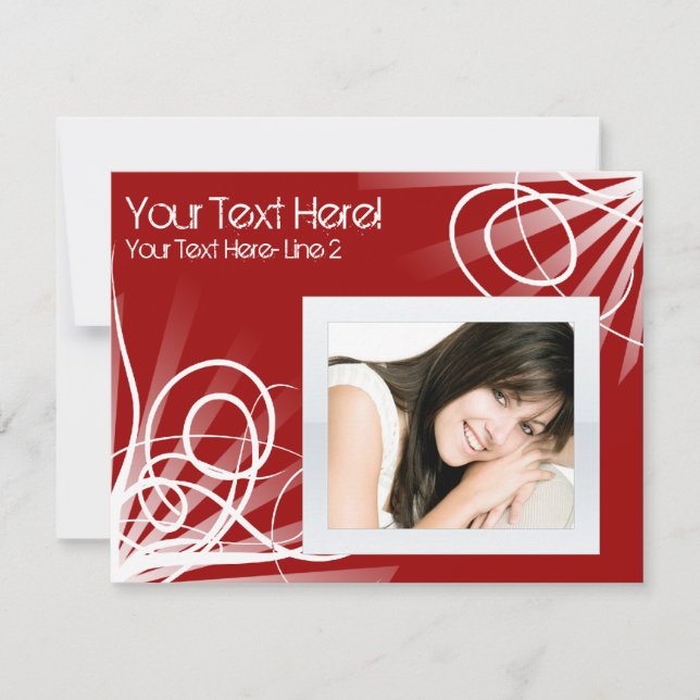 Convite de Festa com Redemoinho Vermelho / Branco (Frente)