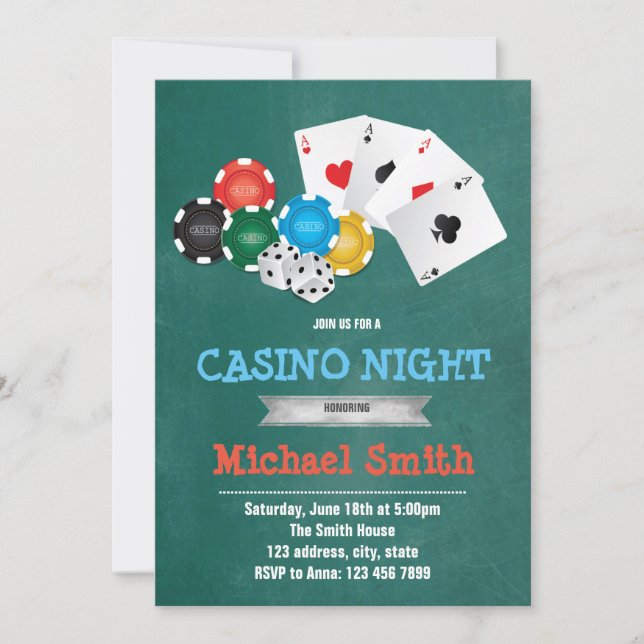 convite de festa com tema de cassino (Frente)