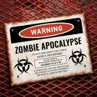 Convite de festa com tema Zombie com sinal de avis