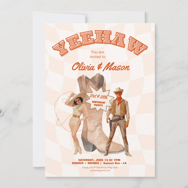 Convite de Festa Conjunta Bota de Cowboy Western (Frente)