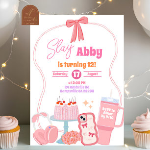Convite de Festa Coquette Estética Girl Slay Tween