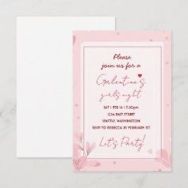 Convite de festa cor-de-rosa Galentine para noite 