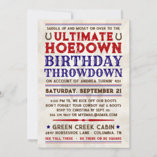 Convite de Festa Country Western Cowboy Hoedown