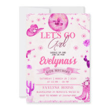 Convite de festa Cowgirl Lets Go