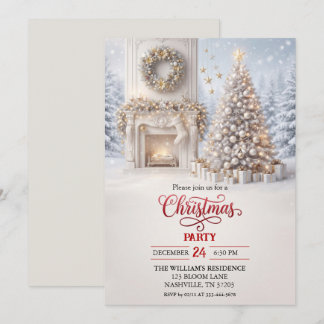 Convite de Festa da Árvore de Natal com Lareira Ac