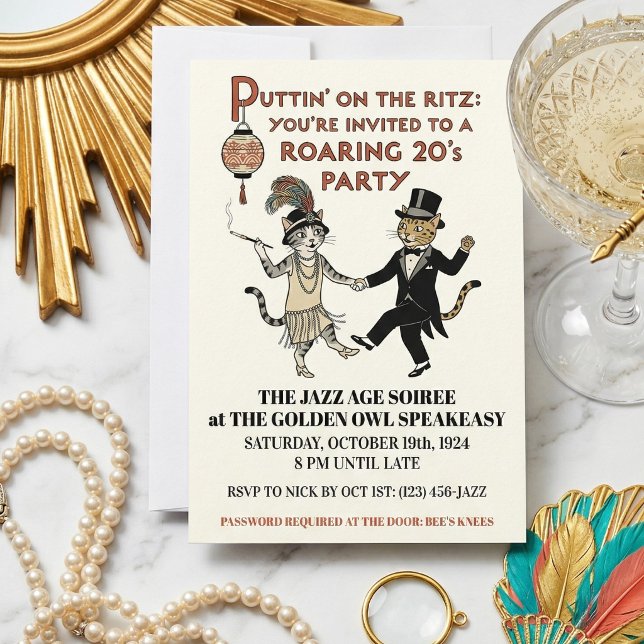 Convite de Festa da Era do Jazz dos Anos 20 Rugind (Criador carregado)