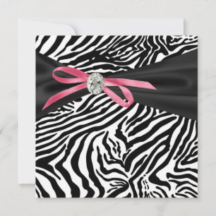 Convite de Festa da Linda Zebra Rosa