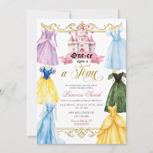 Convite de festa da princesa uma vez por todas (Frente)