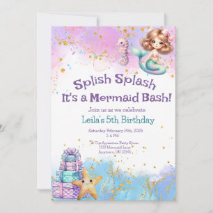 Convite de Festa da Sereia Splish Splash