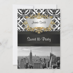 Convite de festa de 16 anos Damask Sweet 431 NYC S