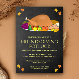 Convite de Festa de Ação de Graças Potluck em Quad