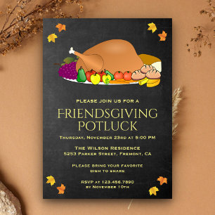 Convite de Festa de Ação de Graças Potluck em Quad