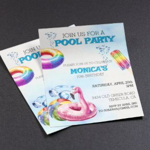 Convite de Festa de Água Colorida à Beira da Pisci