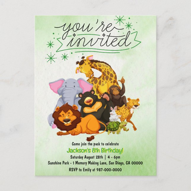 Convite de festa de animais do Safari Venha juntar (Frente)