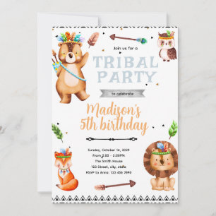 Convite de festa de animais tribais