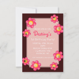Convite de festa de aniversário | Castanho-Flor-Ci