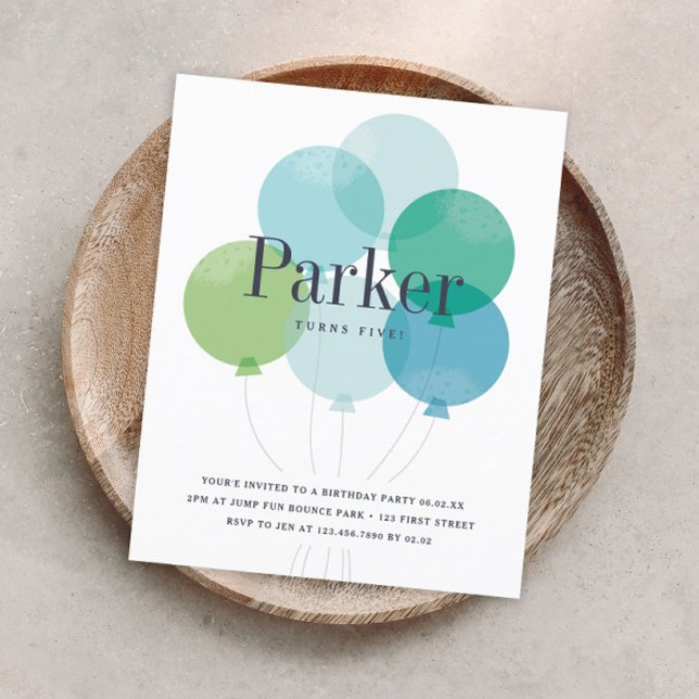 Convite de festa de aniversário com balões econômi (Criador carregado)